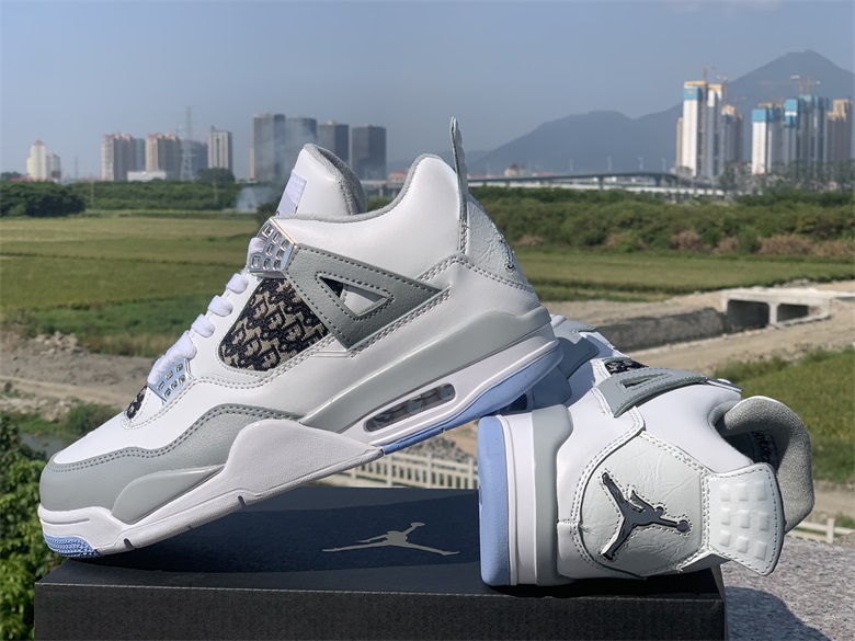 New Air Jordan 4 Retro White Grey Shoes - Click Image to Close